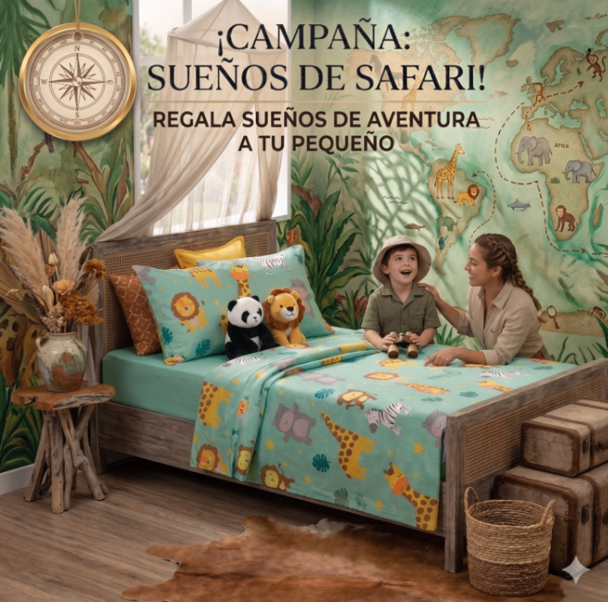 Juego de Sábanas 1.5 Plazas "Sueños de Safari"